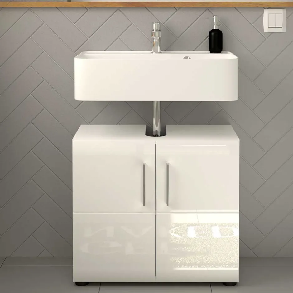 Wohnen Waschbeckenunterschrank in Weiß hochglänzend - Rirua