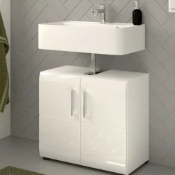 Wohnen Waschbeckenunterschrank in Weiß hochglänzend - Rirua