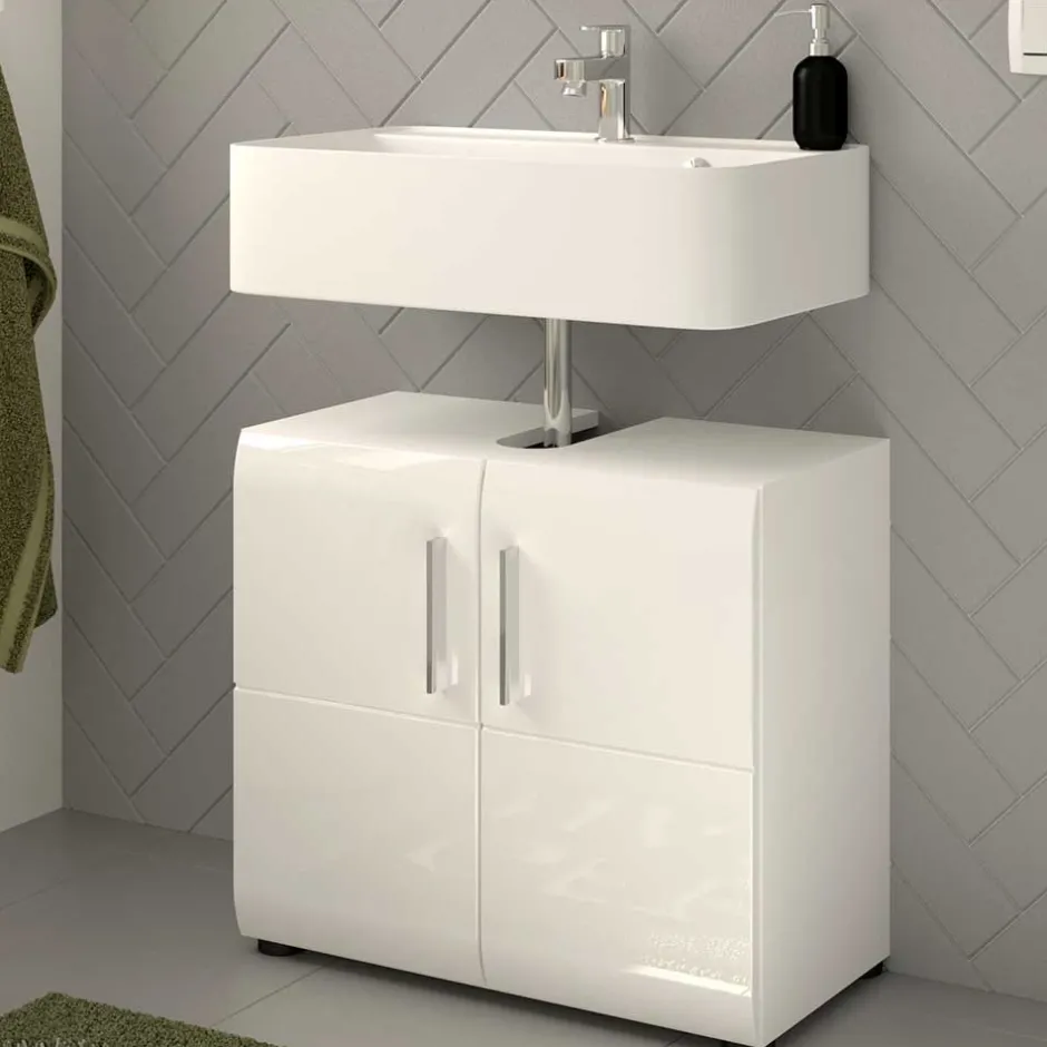 Wohnen Waschbeckenunterschrank in Weiß hochglänzend - Rirua