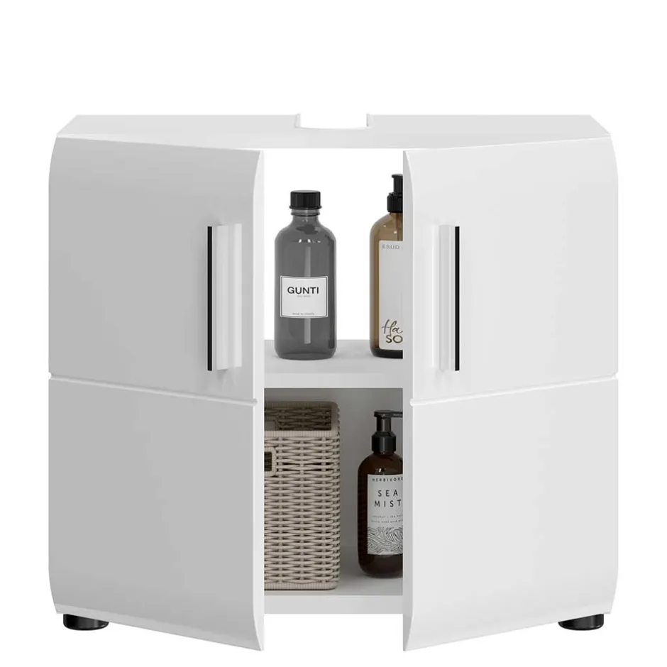 Wohnen Waschbeckenunterschrank in Weiß hochglänzend - Rirua