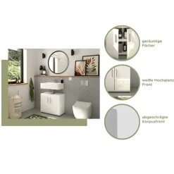 Wohnen Waschbeckenunterschrank in Weiß hochglänzend - Rirua