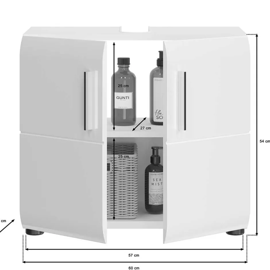 Wohnen Waschbeckenunterschrank in Weiß hochglänzend - Rirua