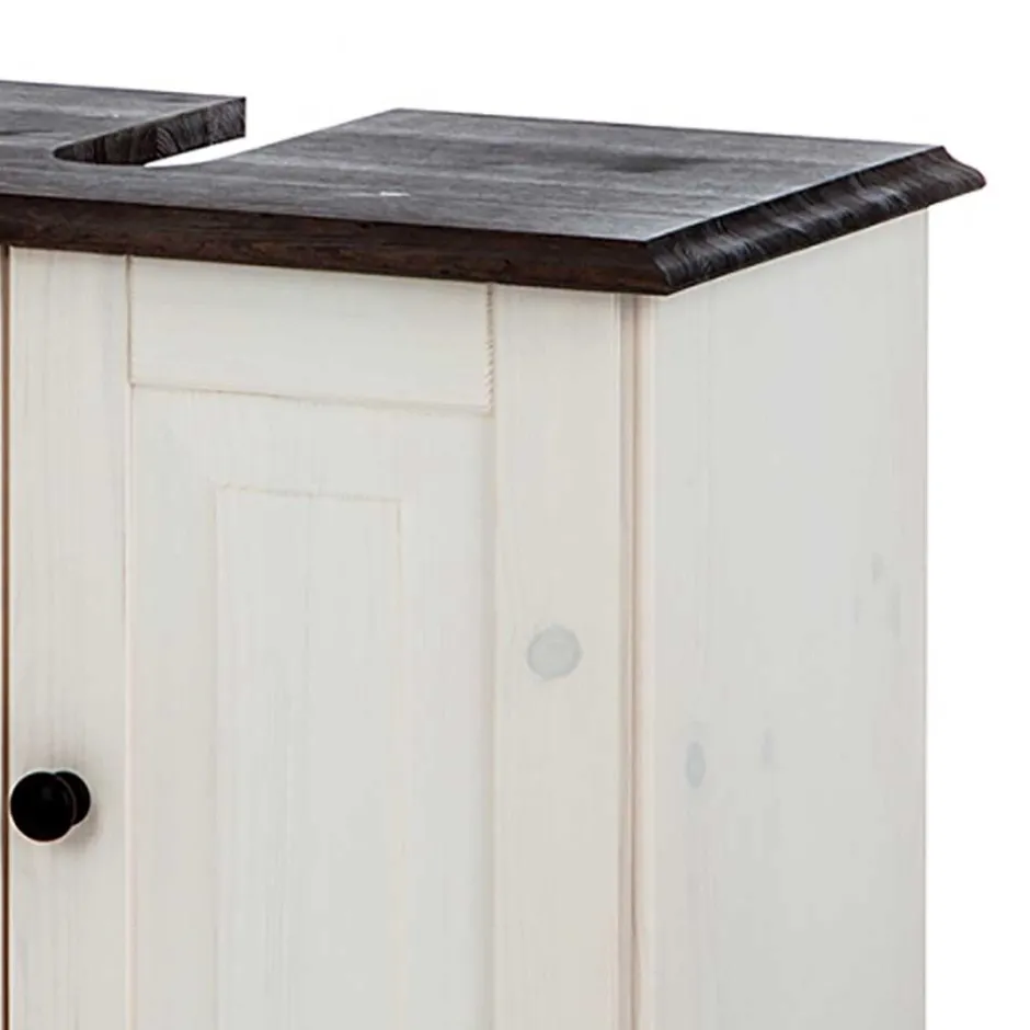 Waschbeckenunterschrank in Weiß mit Dunkelbraun - Malka^Wohnen Best