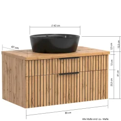 Wohnen Waschkommode mit Aufsatzbecken in Schwarz - Crystoga