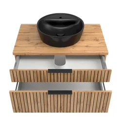 Wohnen Waschkommode mit Aufsatzbecken in Schwarz - Crystoga