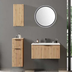 Waschkonsole & Badschränke & LED Spiegel - Crystoga (vierteilig)^Wohnen Clearance