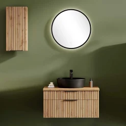 Waschkonsole & LED Spiegel & Hängeschrank - Crystoga I (dreiteilig)^Wohnen