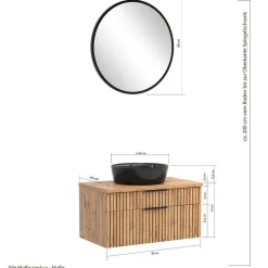 Waschkonsole & LED Spiegel & Hängeschrank - Crystoga I (dreiteilig)^Wohnen