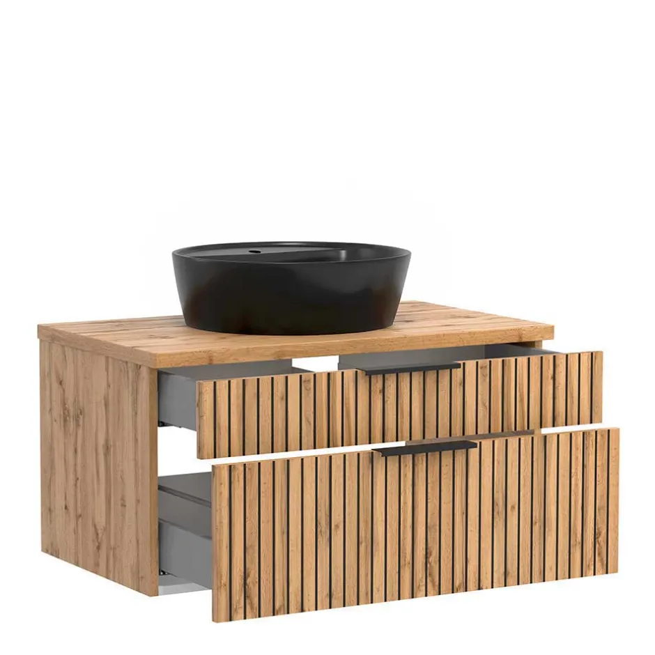 Waschkonsole & LED Spiegel & Hängeschrank - Crystoga I (dreiteilig)^Wohnen