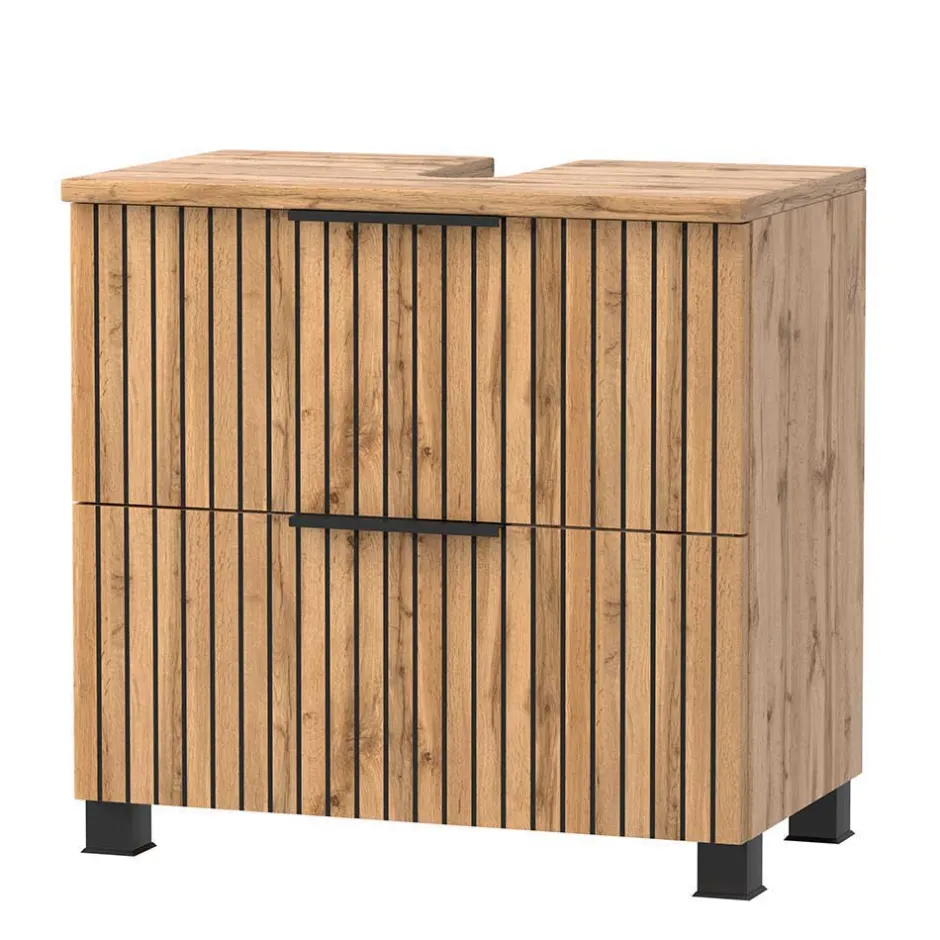 Wohnen Waschkonsole & Midischrank & LED Spiegel - Crystoga (dreiteilig)