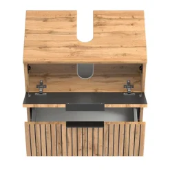 Wohnen Waschkonsole & Midischrank & LED Spiegel - Crystoga (dreiteilig)