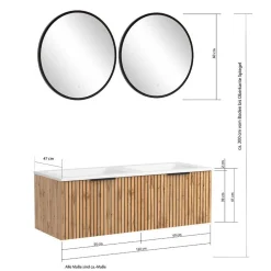Waschkonsole Duo & Lichtspiegel & Schrank - Crystoga (vierteilig)^Wohnen New