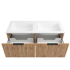 Waschkonsole Duo & Lichtspiegel & Schrank - Crystoga (vierteilig)^Wohnen New