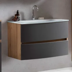 Wohnen Waschkonsole in Grau & Wildeiche - Larutta