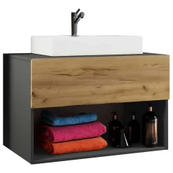 Waschkonsole in Wildeiche Honig & Anthrazit - Effect^Wohnen Clearance