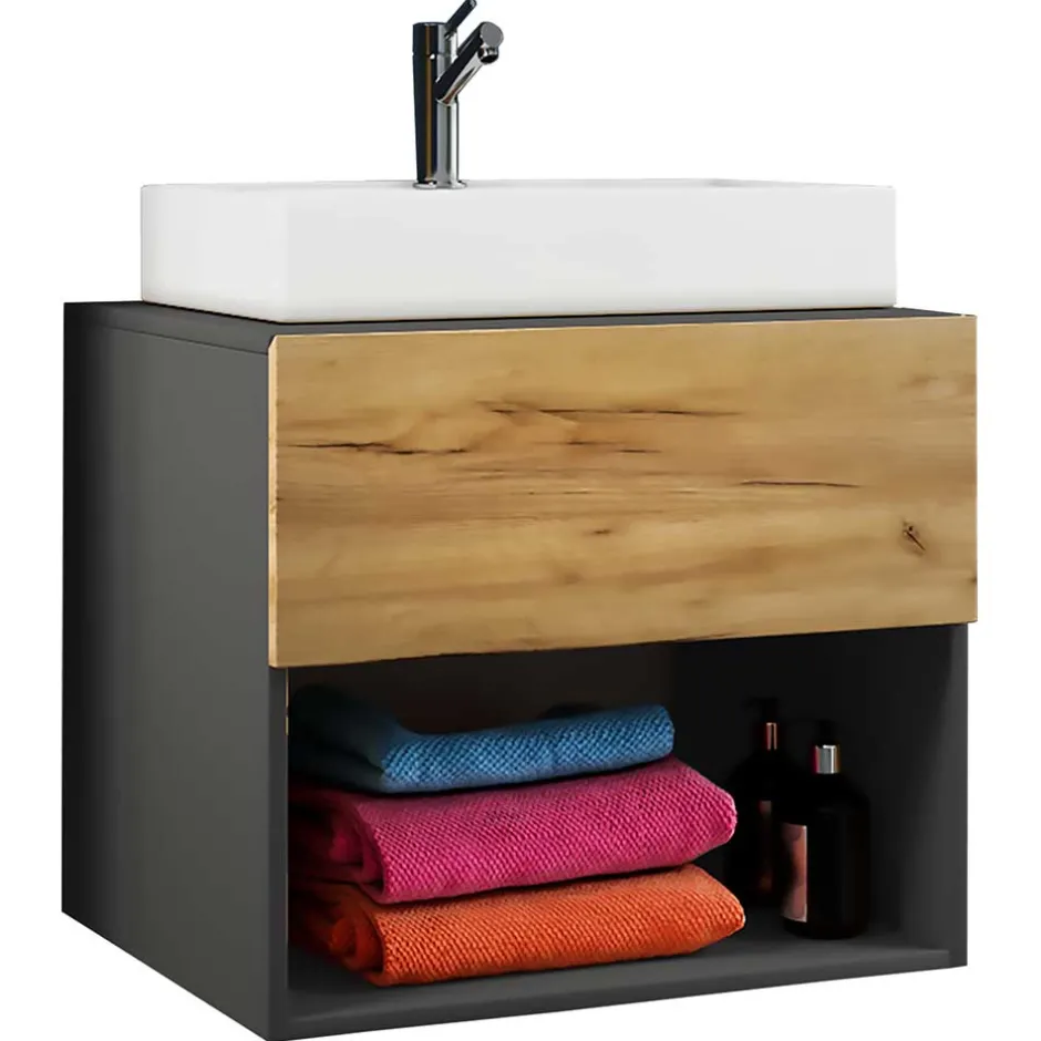 Waschkonsole in Wildeiche Honig & Anthrazit - Effect^Wohnen Clearance