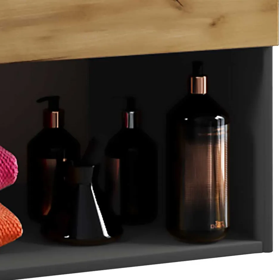 Waschkonsole in Wildeiche Honig & Anthrazit - Effect^Wohnen Clearance