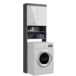 Waschmaschinenüberbau in Weiß Hochglanz & Grau - Nancys^Wohnen Discount