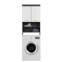 Waschmaschinenüberbau in Weiß Hochglanz & Grau - Nancys^Wohnen Discount