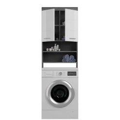 Waschmaschinenüberbau in Weiß Hochglanz & Grau - Nancys^Wohnen Discount