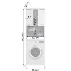 Waschmaschinenüberbau in Weiß Hochglanz & Grau - Nancys^Wohnen Discount