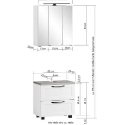 Waschplatz Einrichtung in Weiß mit Wildeiche - Gyatso (zweiteilig)^Wohnen Sale