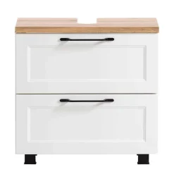 Waschplatz Einrichtung in Weiß mit Wildeiche - Gyatso (zweiteilig)^Wohnen Sale