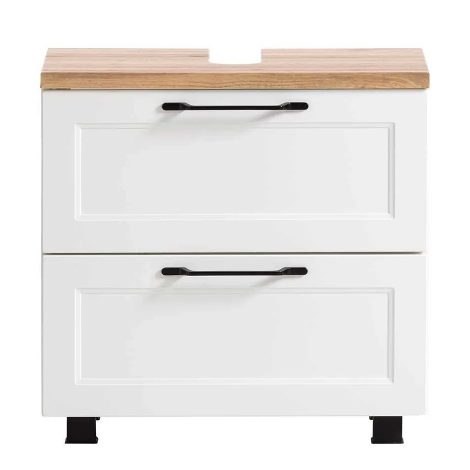Waschplatz Einrichtung in Weiß mit Wildeiche - Gyatso (zweiteilig)^Wohnen Sale