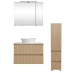 Wohnen Waschplatz und Midischrank Set - Vibulam (dreiteilig)