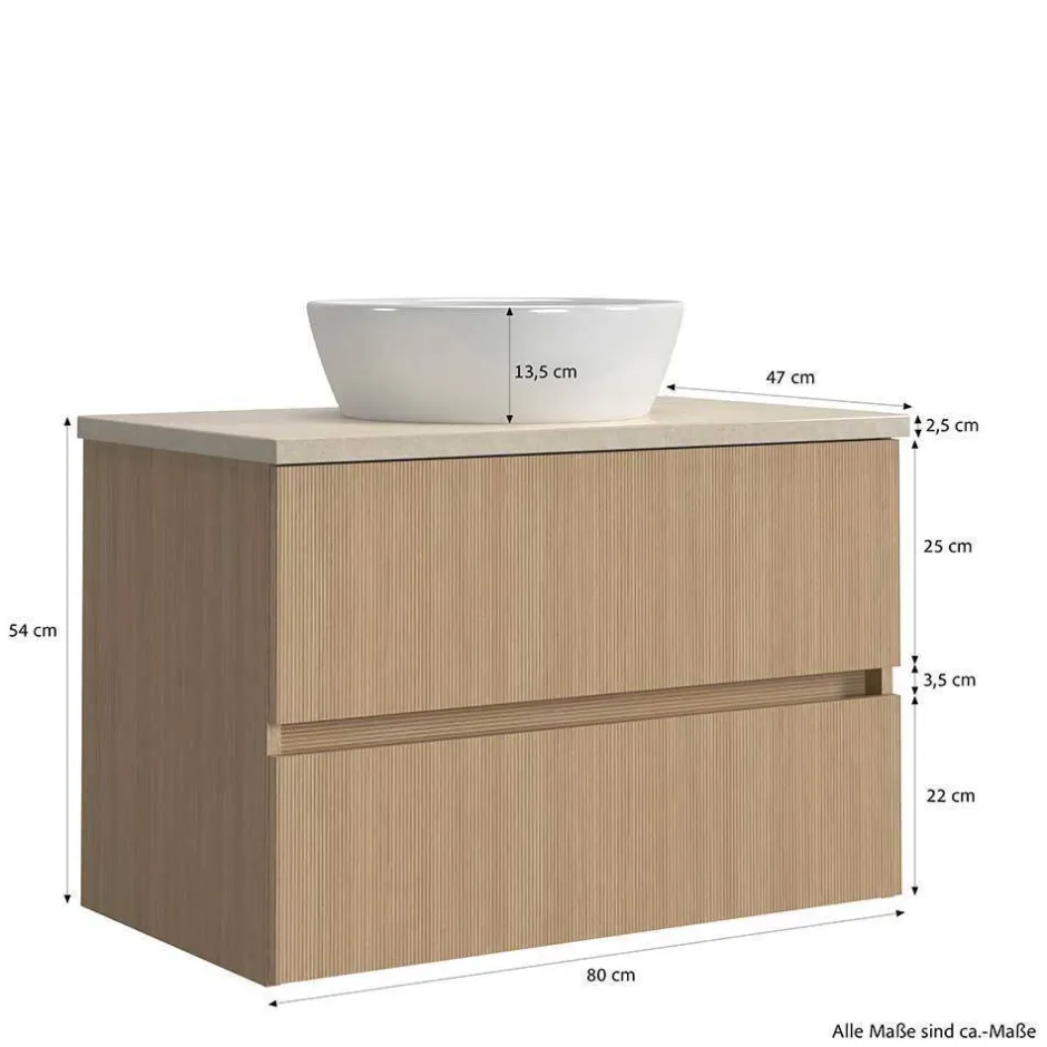 Wohnen Waschplatz und Midischrank Set - Vibulam (dreiteilig)