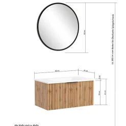 Waschtisch & LED Spiegel & Midischrank - Crystoga I (dreiteilig)^Wohnen Clearance