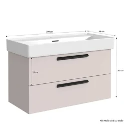 Waschtisch für eine Armatur in Hellgrau - Adendras^Wohnen Outlet