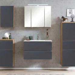 Wohnen Waschtisch in mattem Grau & Wildeiche - Jambi