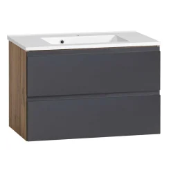 Wohnen Waschtisch in mattem Grau & Wildeiche - Jambi