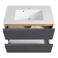 Wohnen Waschtisch in mattem Grau & Wildeiche - Jambi