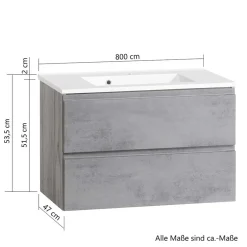 Wohnen Waschtisch in mattem Grau & Wildeiche - Jambi