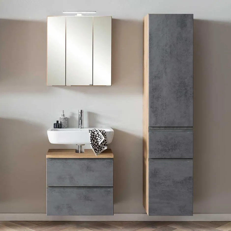 Waschtisch Kombi plus Hochschrank - Mia (dreiteilig)^Wohnen New