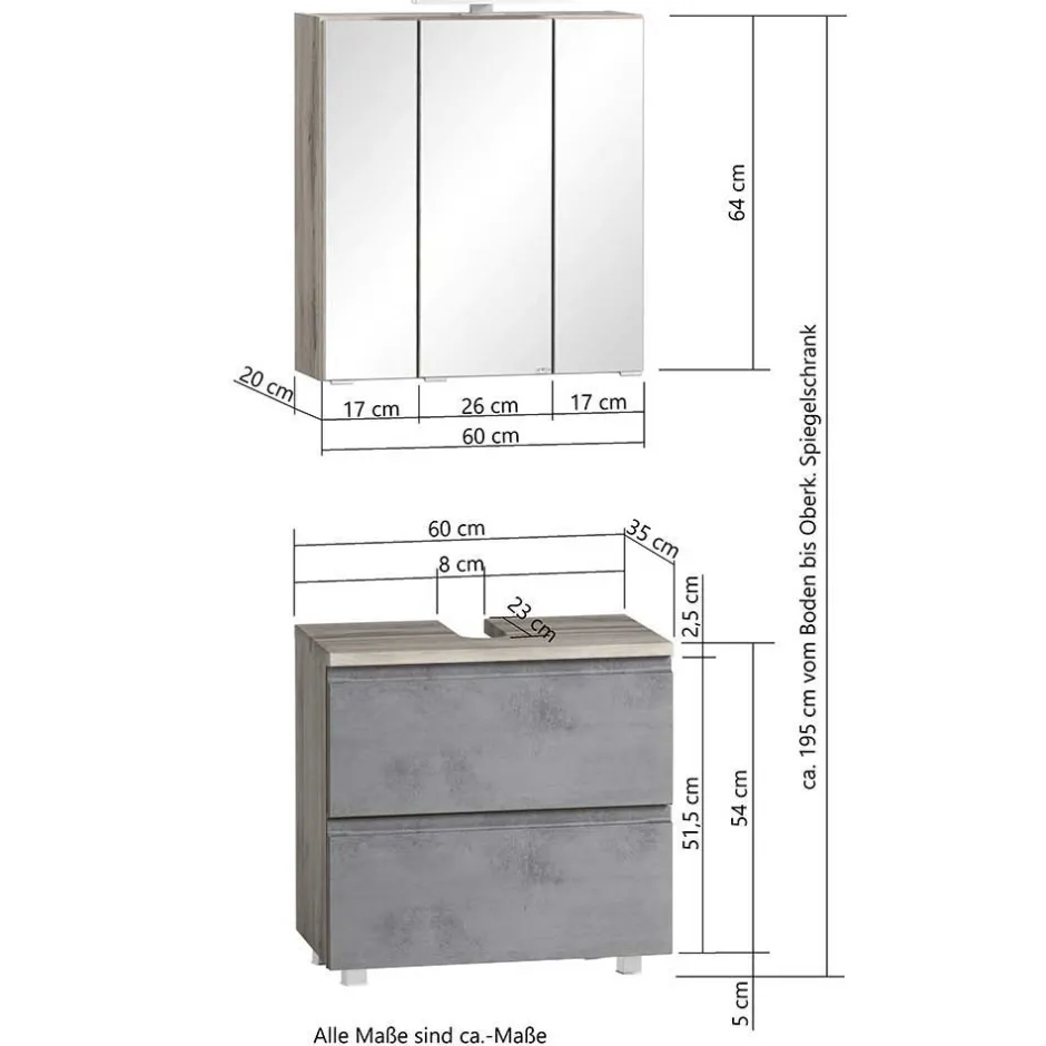 Waschtisch Kombi plus Hochschrank - Mia (dreiteilig)^Wohnen New