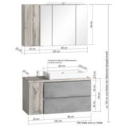 Waschtisch Kombination 105 cm breit - Mia (zweiteilig)^Wohnen Discount