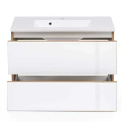 Wohnen Waschtisch Konsole in Weiß & Wildeiche - Vrendina