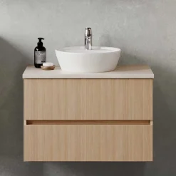 Waschtisch mit Aufsatzbecken in Eiche Hell - Vibulam^Wohnen Hot