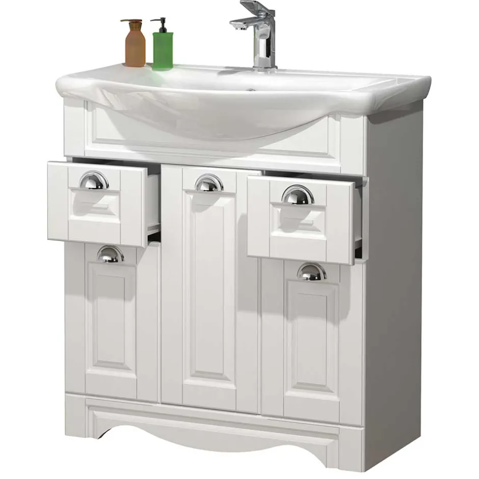 Waschtisch mit Becken in Weiß - klassisch - Akira^Wohnen Clearance