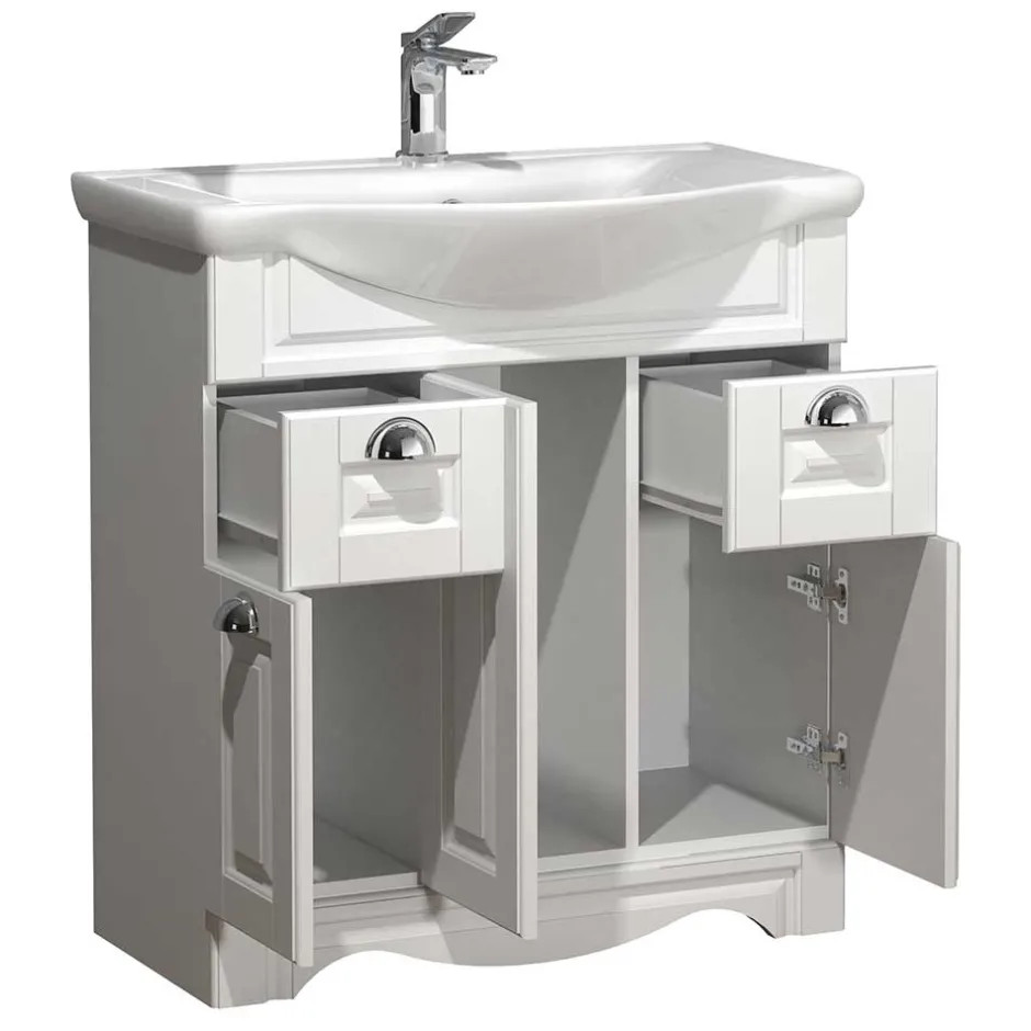 Waschtisch mit Becken in Weiß - klassisch - Akira^Wohnen Clearance