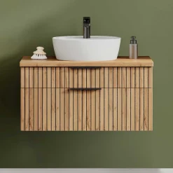 Wohnen Waschtisch mit Keramik Aufsatzbecken 80 cm breit - Crystoga