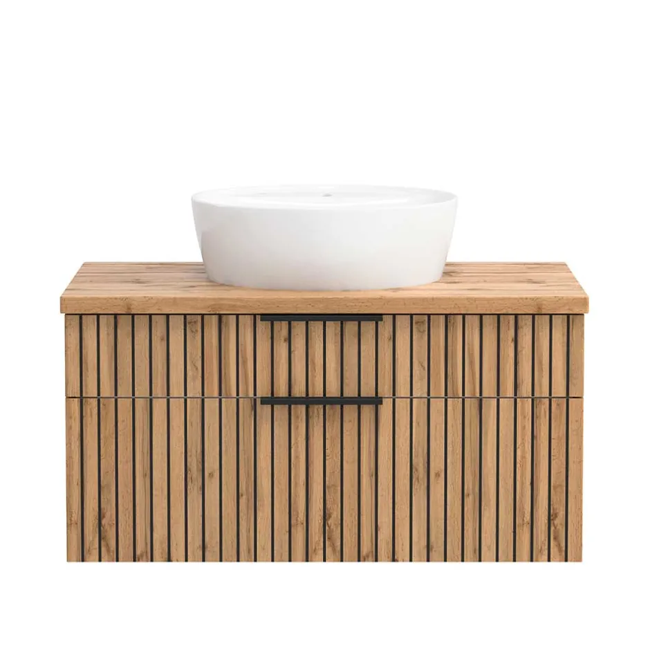 Wohnen Waschtisch mit Keramik Aufsatzbecken 80 cm breit - Crystoga