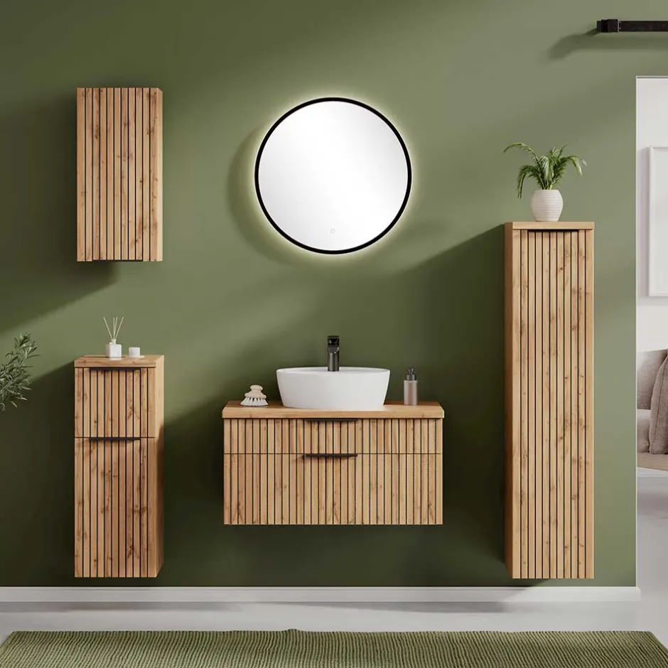 Wohnen Waschtisch mit Keramik Aufsatzbecken 80 cm breit - Crystoga