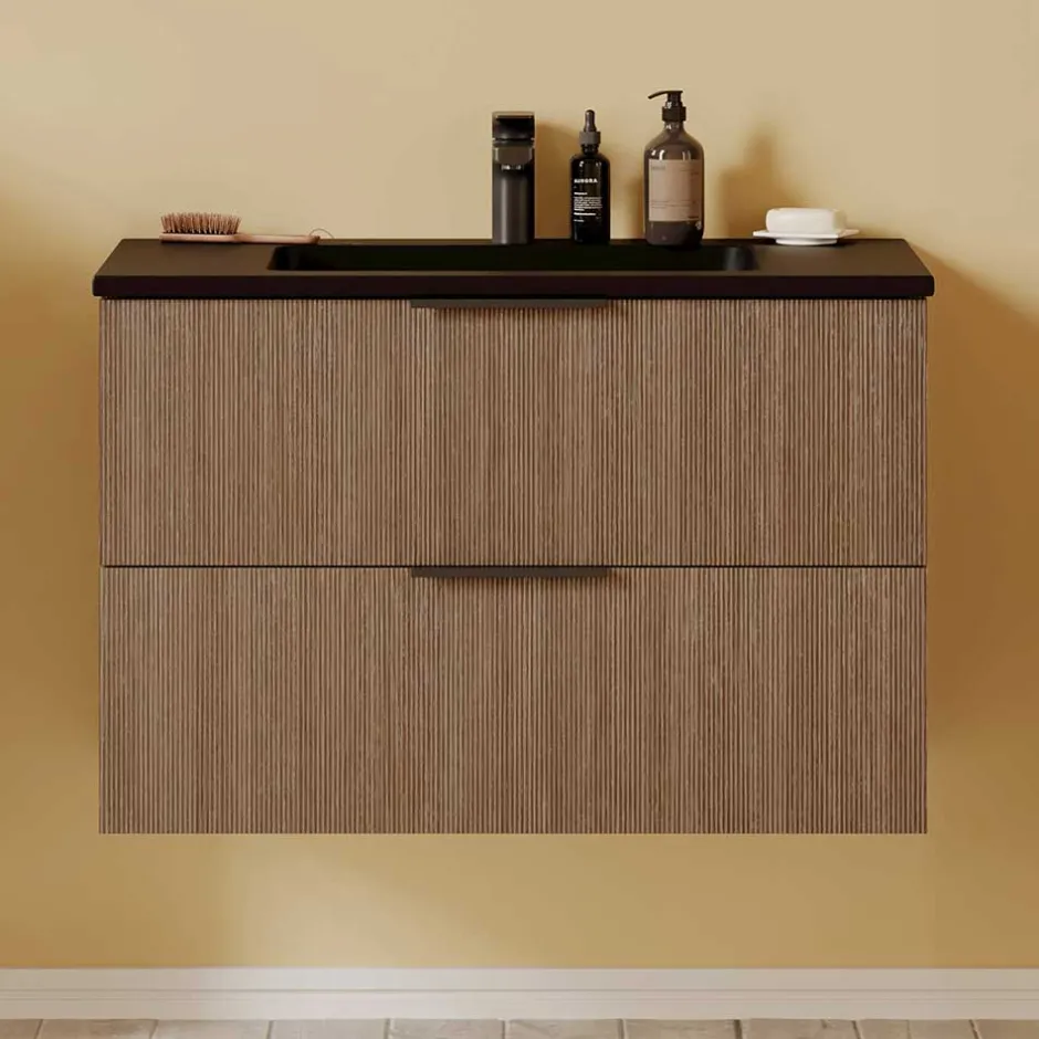 Waschtisch mit schwarzem Einbaubecken - Ucaida^Wohnen New