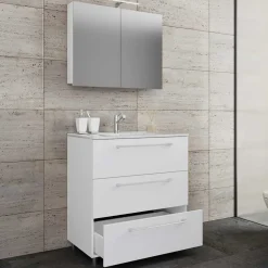 Wohnen Waschtisch und Spiegelschrank in Weiß - Ipsum (zweiteilig)