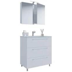 Wohnen Waschtisch und Spiegelschrank in Weiß - Ipsum (zweiteilig)