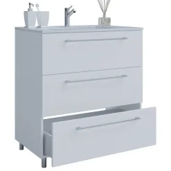 Wohnen Waschtisch und Spiegelschrank in Weiß - Ipsum (zweiteilig)